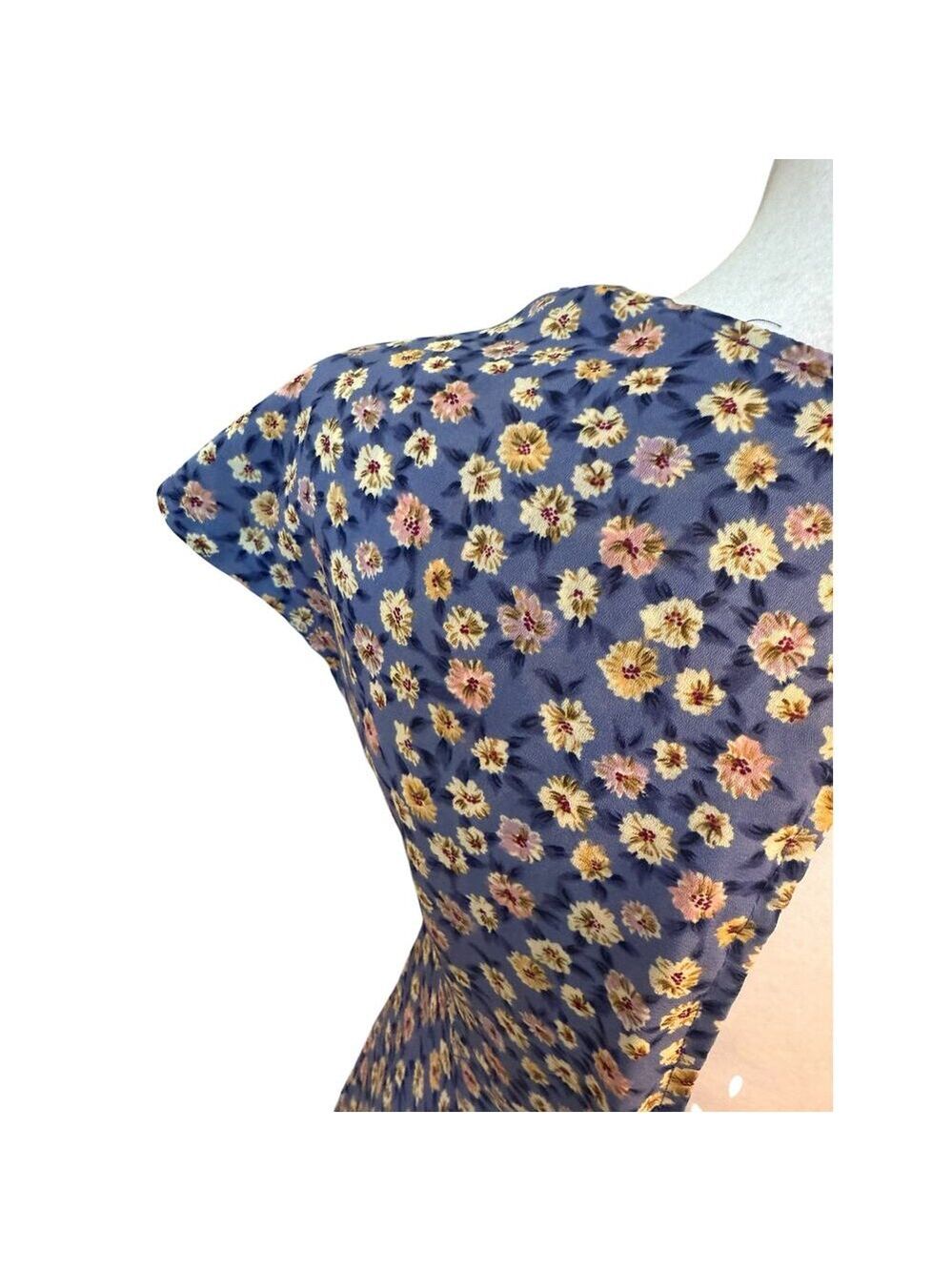 Vintage Fiasco 70’s Floral Blue Zip up Back only to Waist Long Dress. S - Picture 11 of 11